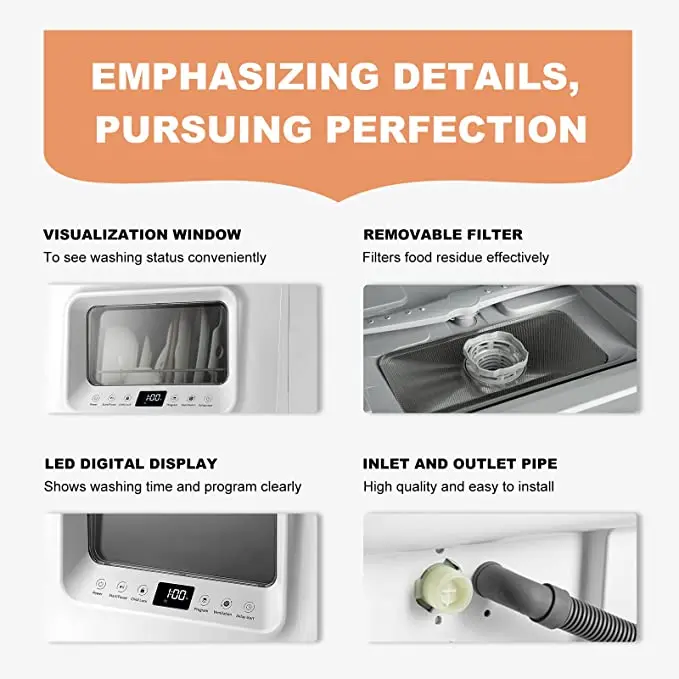 new design desktop free installation portable dishwasher