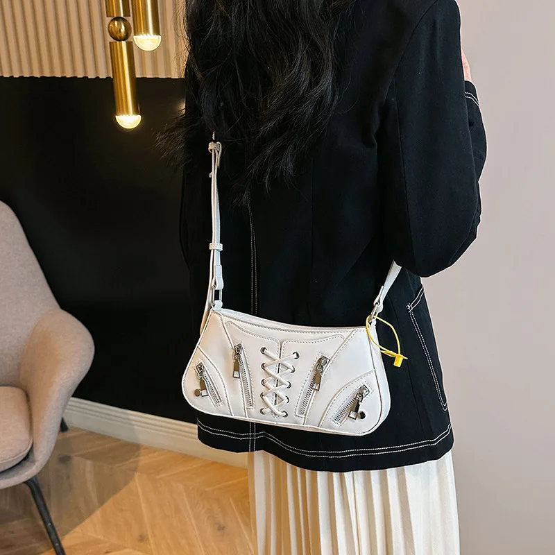 Women’s 2026 Spring Cross-border Crossbody Bag Rivet Zipper Closure PU Material Single Strap Small Size Fashionable Design