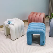 Luxury Space Saving Living Room Furniture Footrest U-shaped Stool Pouf Ottoman