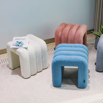 Luxury Space Saving Living Room Furniture Footrest U-shaped Stool Pouf Ottoman