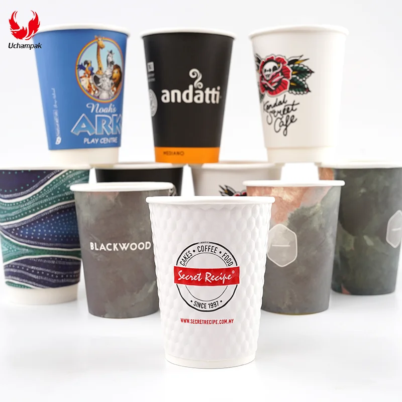Disposable Paper Cups 8/10/12/16/20 oz sing wall paper cup hot/cold ...