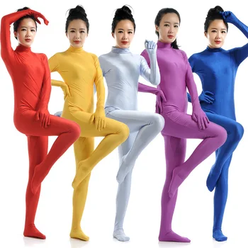 High Quality Women Solid Color Tights Breathable Skin Suit Spandex Zentai Full Body Suit Party or Halloween Sexy Costumes