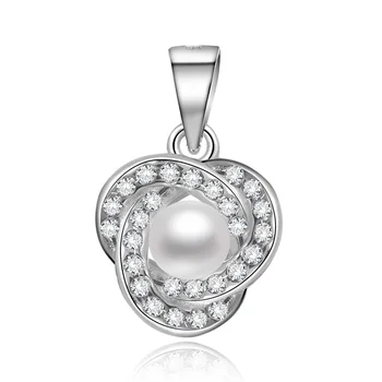 Fancy Design 925 Sterling Silver Jewelry Pendants White Gold Plating Freshwater Pearl Pendant For Women