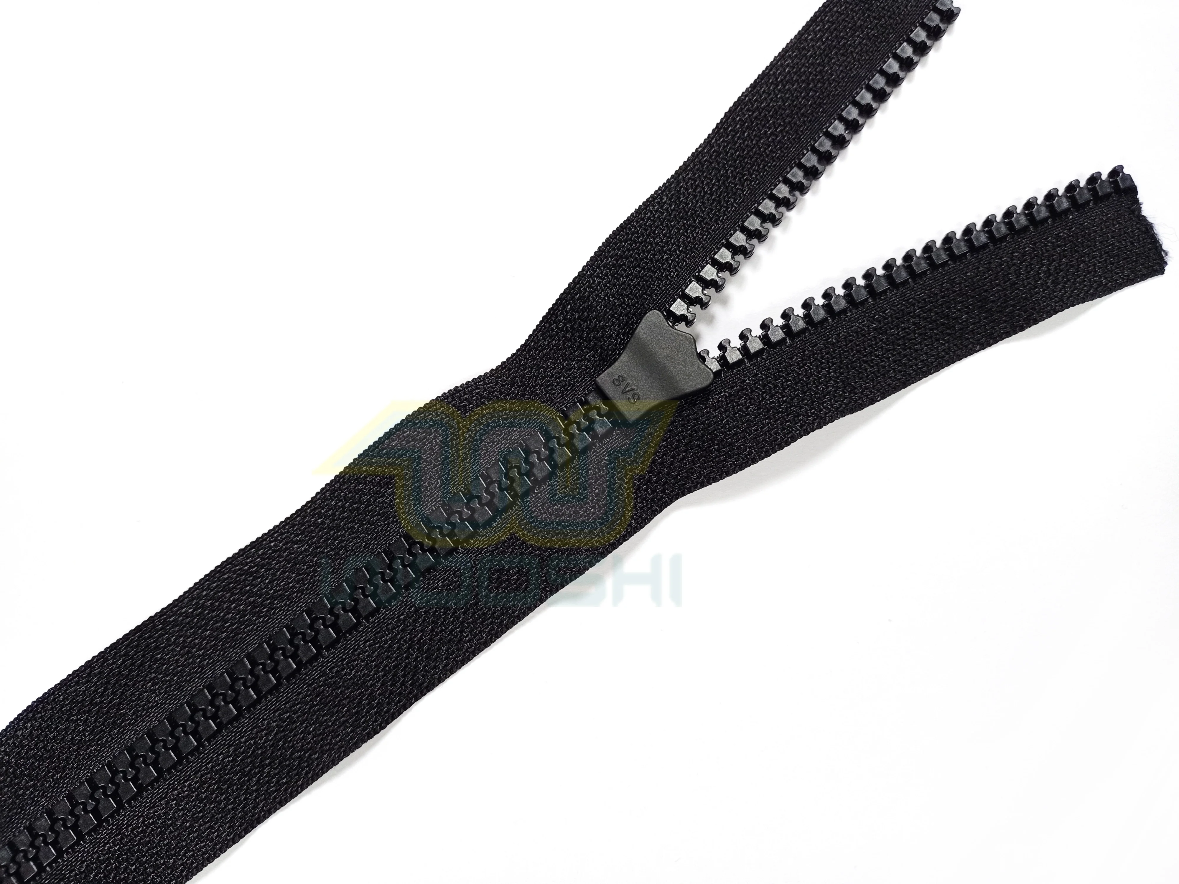 Plastic Zipper 8 Common Teeth Black With Autolock Slider Square