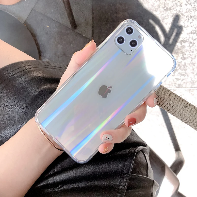 Gradient Laser Holographic Clear Cover For Iphone 13/12/11promax Xr Xs Soft  Capa Fundas For Iphone 8 7 Plus Rainbow Shimmer Case - Mobile Phone Cases &  Covers - AliExpress