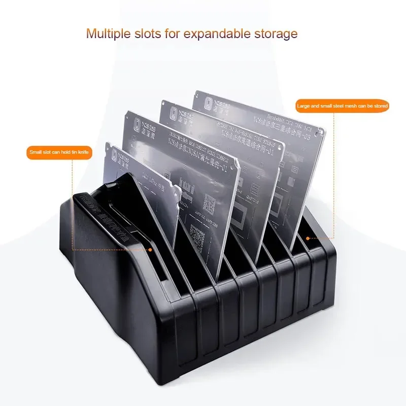 YCS-W08 BGA Stencil Storage Box for Mobile Phone Motherboard IC Chip Rework Tin Planting Steel Mesh Template Store Holder Tool