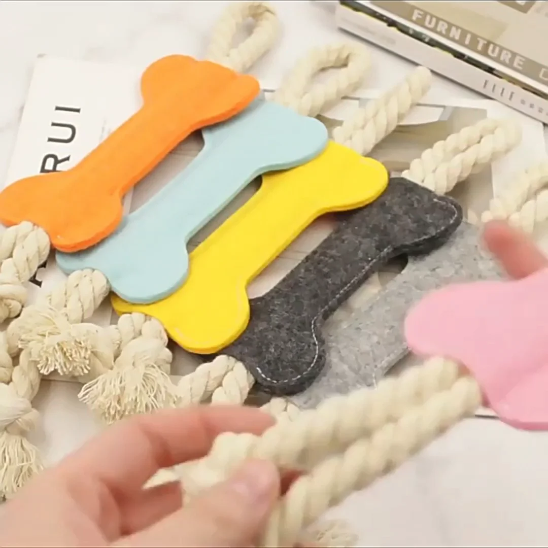 Puppy Dog Chew Toy Bone Shape Dog Tearing Rope Knot Toy Pet Teeth Cleaning Tools Interactive Dog
