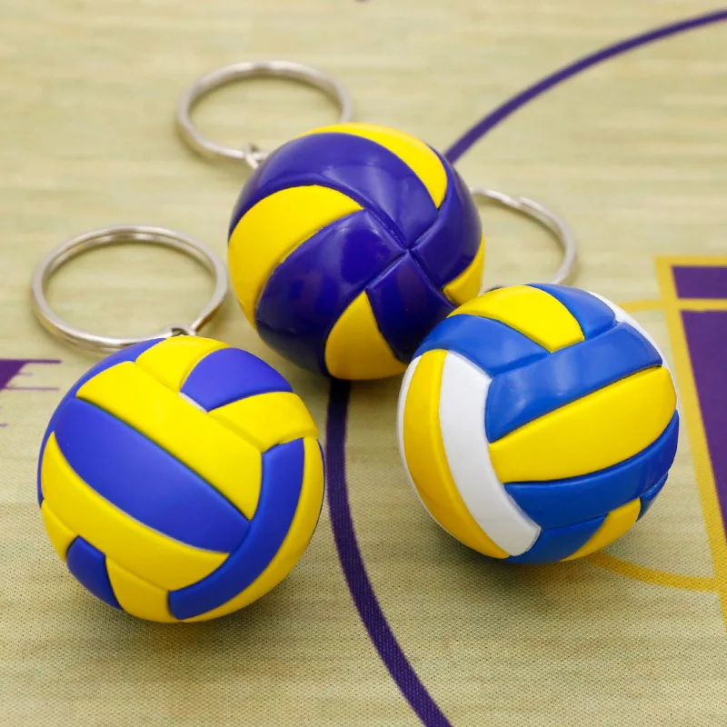 NUOVO Portachiavi Mini Pallone da Pallavolo 3D all'Ingrosso, Simpatico Portachiavi Pallavolo Blu in Pelle, Accessori per Borse