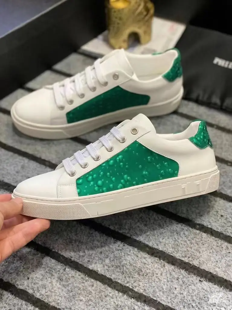 Light Luxury Original Korean Edition Genuine Leather Printed Fashion Trend Casual Little White Men's Shoes