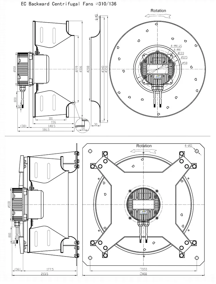 Centrifugal Fan, 310mm, 1~-230V, Corded Electric - detail 14