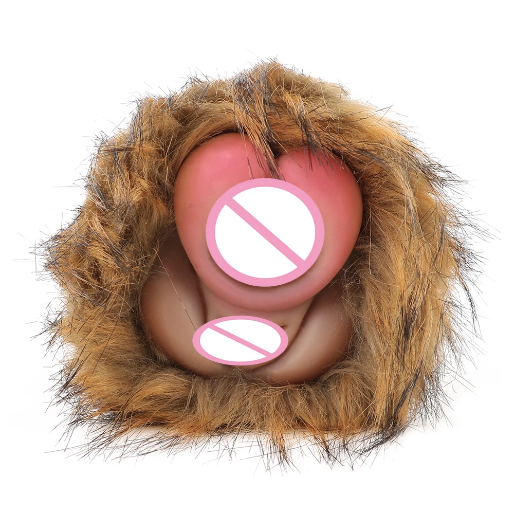 GEEBA Silicone Male Masturbator with Hairy Realistic Vagina Pocket Pussy Adult Sex Toys for Men