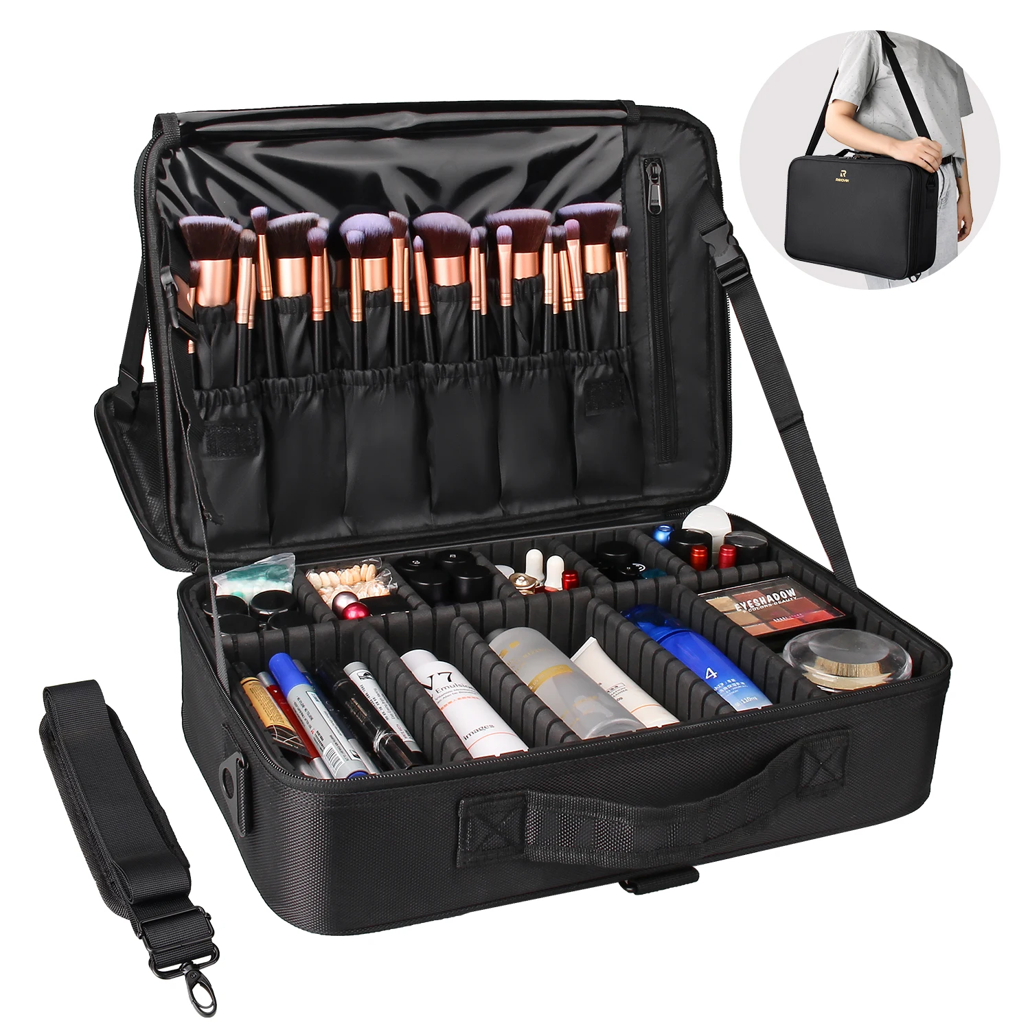 beauty box travel makeup bag cosmetics train case Relavel Cosmetic Organizer with Divider, Black c rechargeable design supports convenient everyday use Personalized Velvet Makeup Cosmetic Box