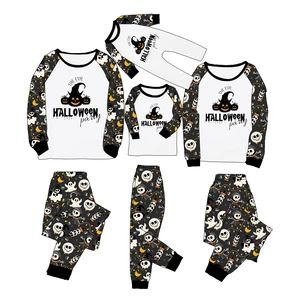 Moisture-Wicking 95%Bamboo 5%Spandex Parent-Child Long-Sleeve Halloween Raglan Matching Pajama Sets for Party & Fall