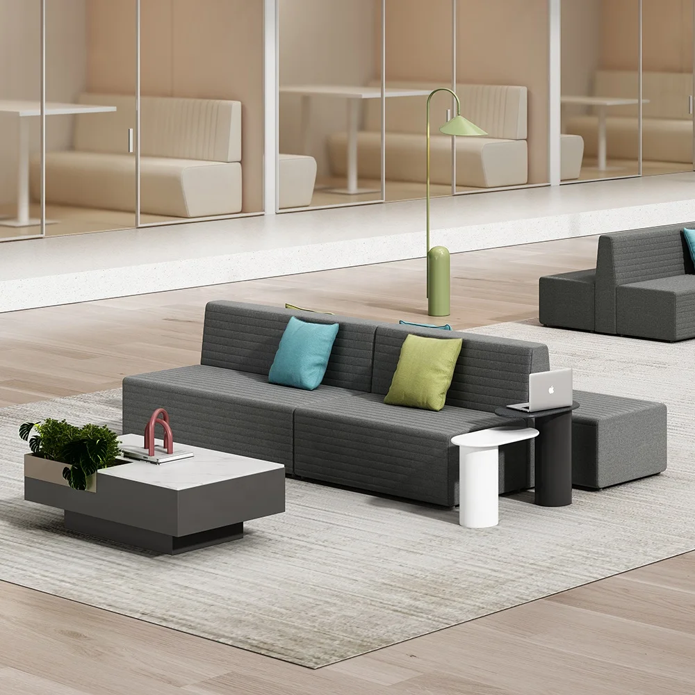 Two Way Sofa Modern Double Sided Office Sofa - Modular Fabric Lounge Seating — Woven ...
