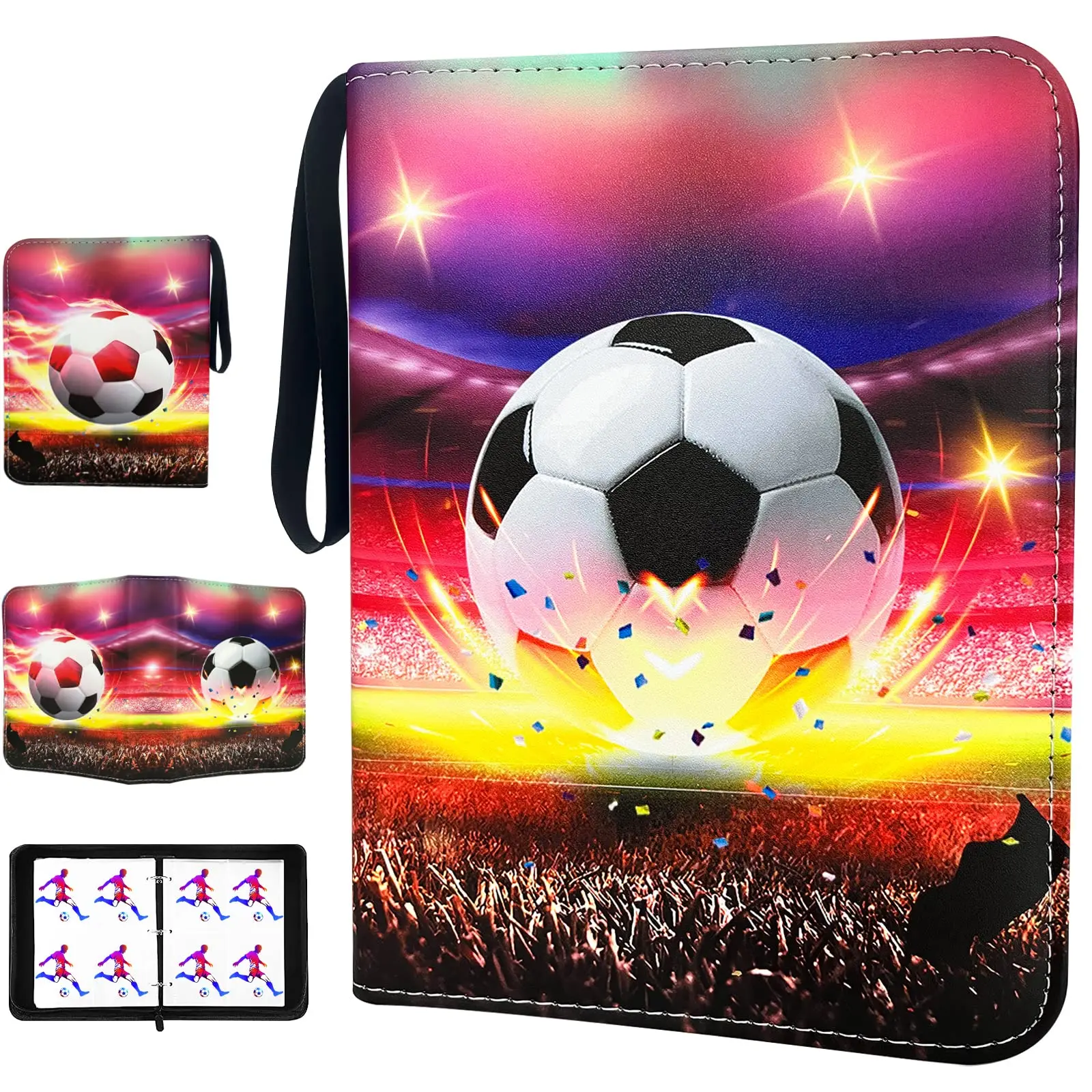 Custom Soccer Trading Card Binder with Sleeves, Sports Collectible Trading  Card Albums Fits 400 Cards with 50 Removable Sleeves