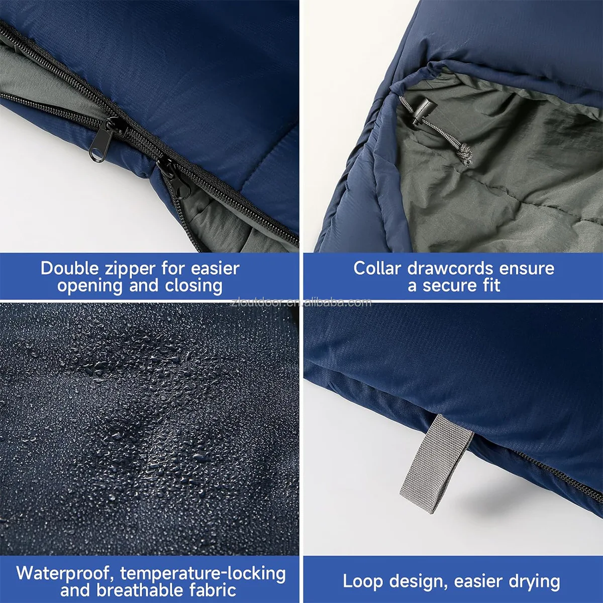 product hot selling 4 seasons portable nylon sleeping bag waterproof down filled indoor outdoor for adults children in cold weather-60