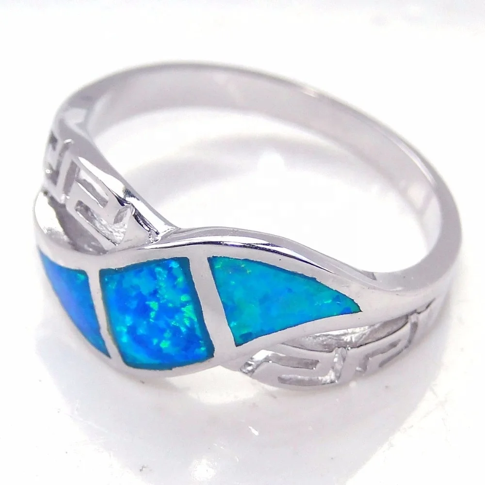 Anello In Opale Naturale Blu Fuoco Con Ametista – Argento Placcato – Taglia 6
