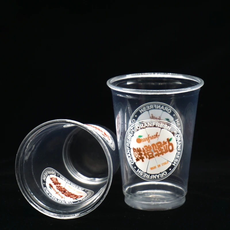 Custom Logo Printed Clear 12 16 20 24oz Pet Transparent Disposable Plastic Cup With Lid to Go Cups With Logo