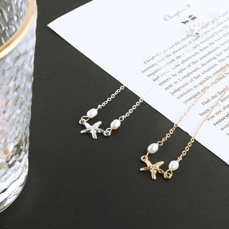 Simple Beach Foot Decoration Manual Tassel Five Pointed Star Foot Chain Starfish Pearl Anklet Accessories