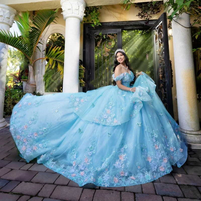 skyblue color dress Pastel Sky Blue Solid Color" A-Line for Sale by rewstudio while the sleeveless design keeps the look sleek and modern Sky Blue V-neck Quinceanera Dress