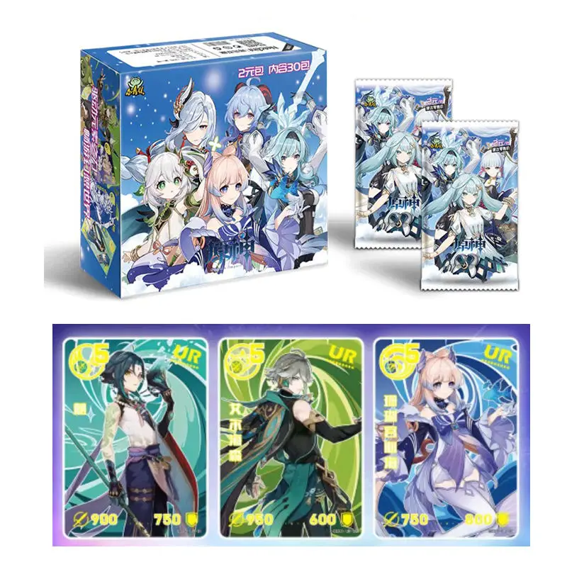 Оптовая продажа, игра с маленькой лягушкой Genshin Impact, низкая цена, Мультяшные детские игрушки, торговая карта, игра, аниме коллекционные карты, индивидуальная карта