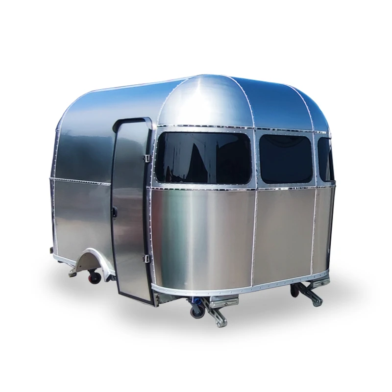 Stainless Steel Mobile Street Food Trucks Air Stream No Traction Snack Kiosk for Coffee Pizza Mobile Snacks