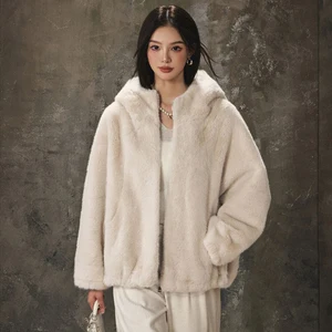 Autumn/Winter New Inspired Warm Women's Coat Lantern Sleeve Loose Hooded Eco-friendly Fur Women