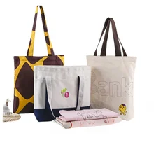 Large Personalized beach Tote Bag Reusable Canvas Cotton Shopping Bags in Various Colors OEM