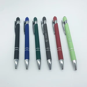 Hot Selling Promotion Business Color Rubber Coated Metal Ball Pen  with Custom logo Office Supplies Metal Pen with Touch Screen