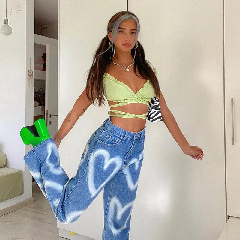 New Arrival Wholesale Luxury Trousers Famous Brand Designer Print Women's Denim Jeans