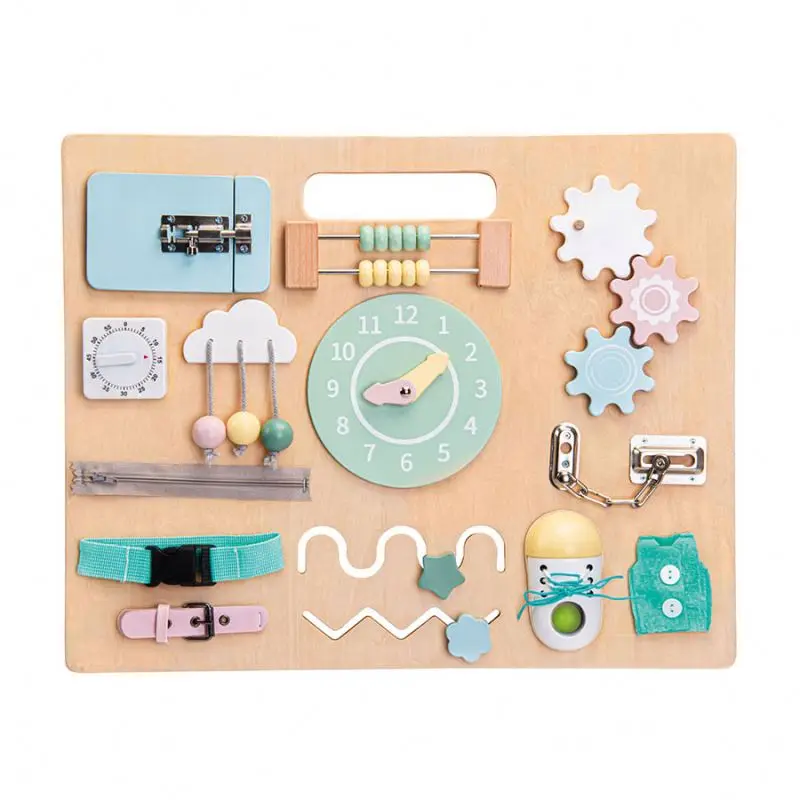 New Design Preschool Baby Educational Play Toy Kids Sensory Nature Color  Wooden Busy Board