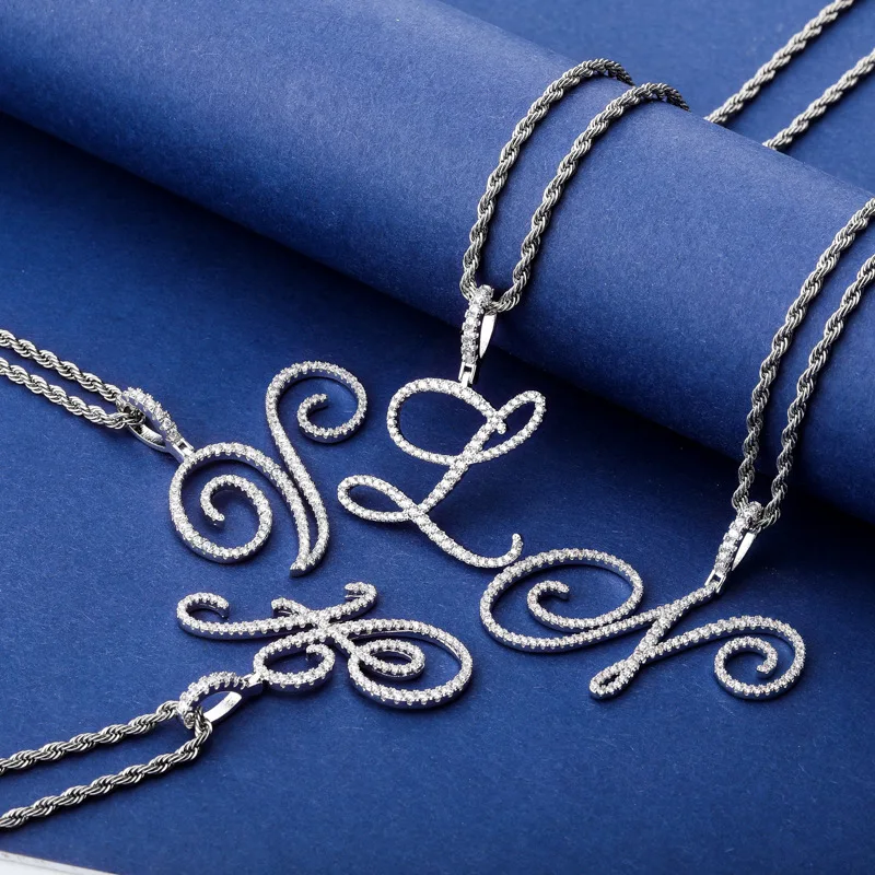 Z Initial Letters Pendant,Cursive Style 