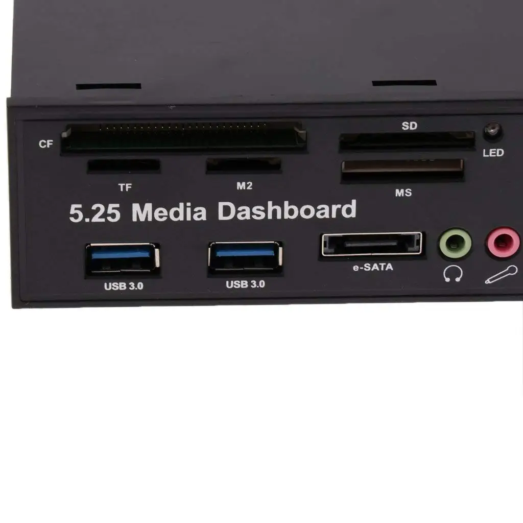 avec e-SATA USB 3.0 Hub Audio Ports VBESTLIFE 5.25 Pouces PC Tableau de Bord Médias Panneau Frontal Multifonctionnel SD/CF/TF M2 MS 5-in-1 Lecteur de Carte 