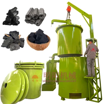 Wood Airflow Continuous Coconut Shell Biochar Charcoal Carbonization ...