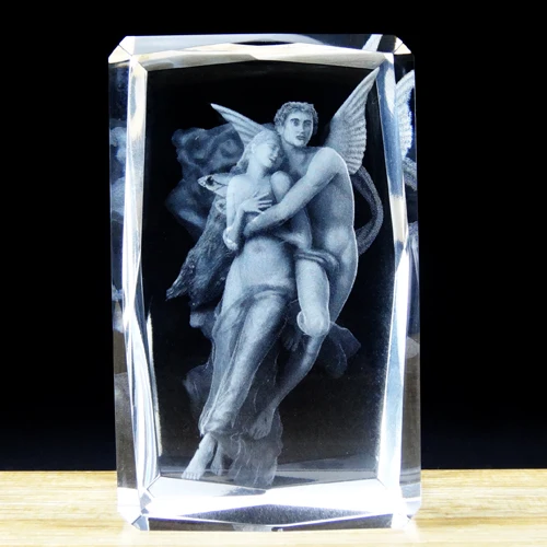 Good Quantity 3d Laser Crystal Angel Double Angles Religion Gods