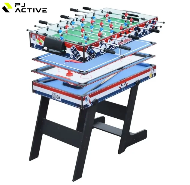 PINJIAN New 4-in-1 Multi-Sport Folding Table for Kids for Billiards Hockey Ping-Pong Football with PVC Pockets