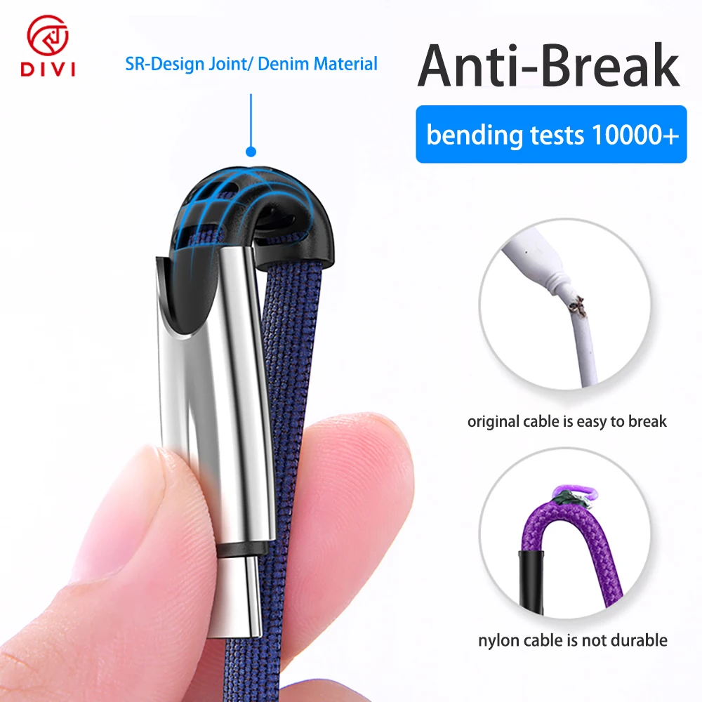 OEM высокоскоростной USB-кабель Divi SR, корпус из сплава 5A, USB-кабель для быстрой зарядки и передачи данных для Android