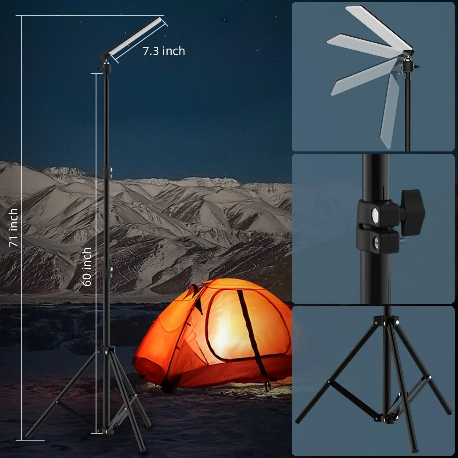 Lampelumen Led Light with Stand Height Adjustable Metal Camping White IP67 70 Led Light for Camping Big Space DC 5V No MOQ 50000
