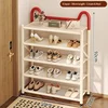 Zapatero plegable de doble soporte de 5 niveles y 50 cm en color crema y rojo