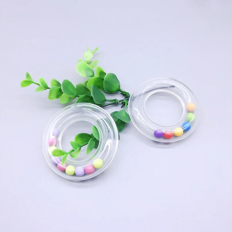 Clear Colorful Beads Insert Portable Infant Baby Toys Plastic Rattle Ring  Amigurumi Supplies Baby Plastic Rattle Ring