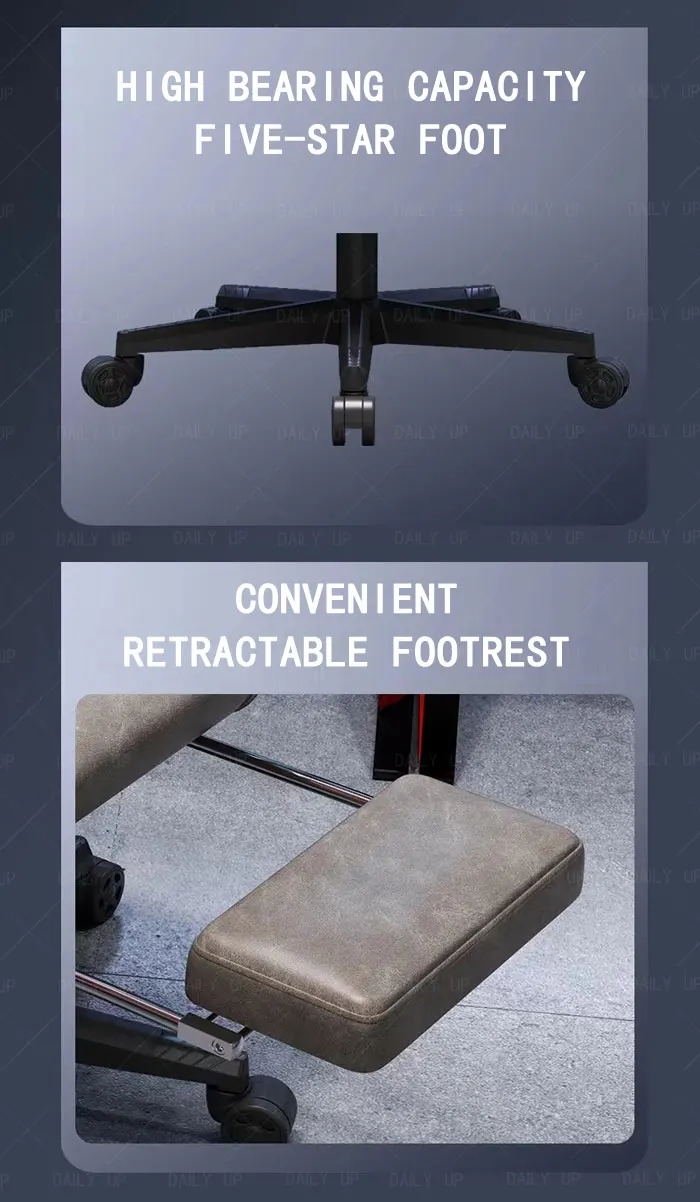 Luxury Faux Leather Gaming Chair With Headrest Footrest Ergonomic Office Computer Chair Swivel Adjustable Recliner Racing Chair