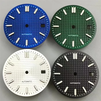 BLIGER 31mm Sterile dial Black Green White Blue Watch Dial Green Luminous Fit NH35 Movement 3.0 Date Window
