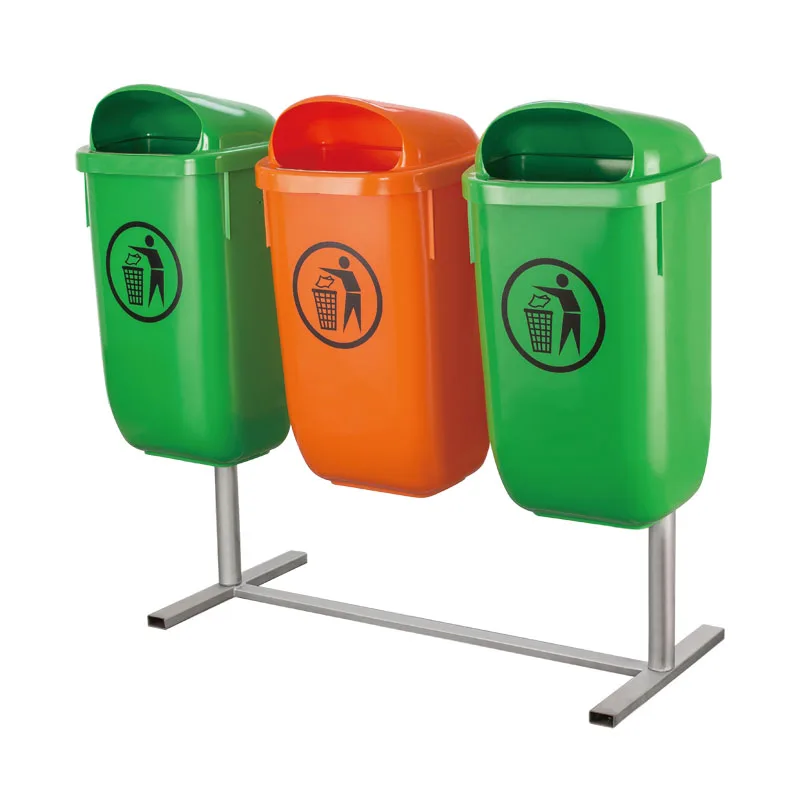 50L Green Small Double Bins Plastic Waste Bin Induction Garbage can liners 13 gallon modern trash can for Outdoor Standing