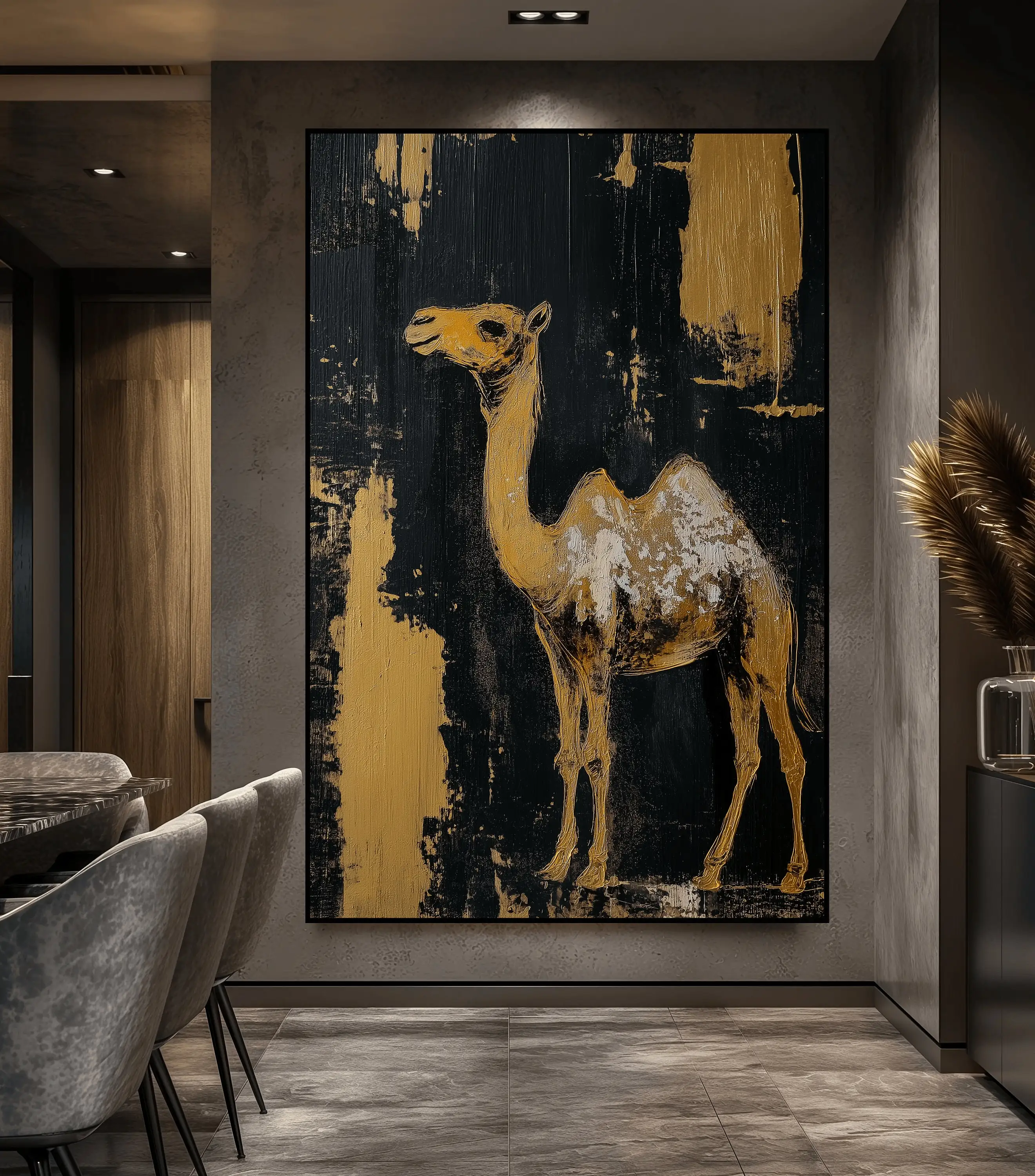 Abstract Camel Modern Art Framed Posters and Prints Canvas Wall Art Camel Animal Painting Pictures