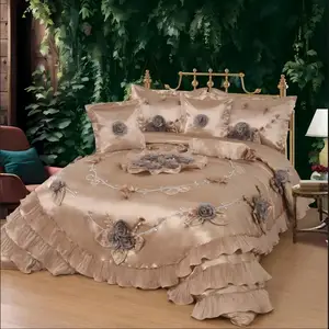 Heirloom Quality Wedding Duvet Set 6 Pcs, European King Size Satin Bedding for a Regal Sleep Experience