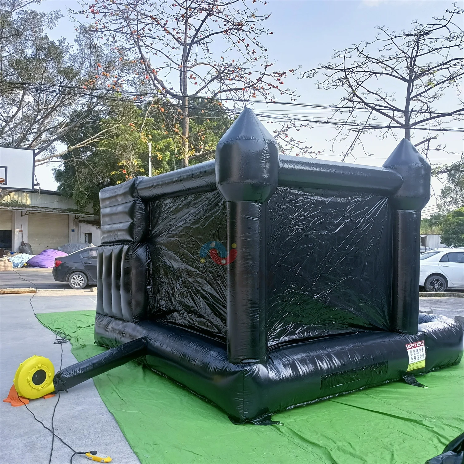 Halloween Black Color Bouncy Castle With Slide 13x13ft Inflatable ...