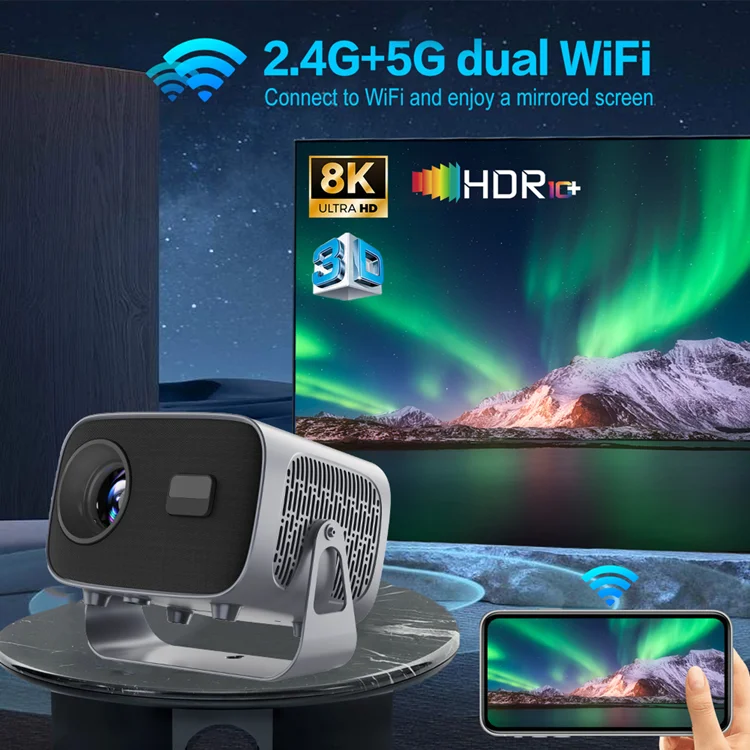 A10 Mini Portable LCD Projector Smart Home Cinema Projector Android 11 200 ANSI Allwinner H713 Wifi 4K Video Online Proyector
