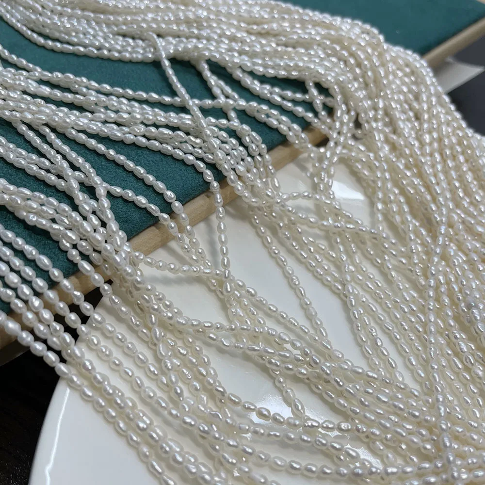 Pearl Rice Cover Small White Freshwater Rice Shape Loose Pearls Beads Strand 2-3mm ...