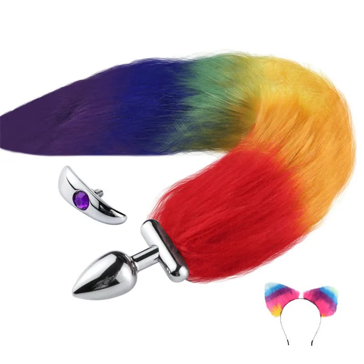 2020 New Artificial Fur Rainbow Fox Tail Metal Replaceable Anal Plug Butt  Anus Anal Toys For Woman Adult Intimate Toys - Buy Anal Toys,Anal Plug,Fox  Tail Metal Anal Plug Butt Product on