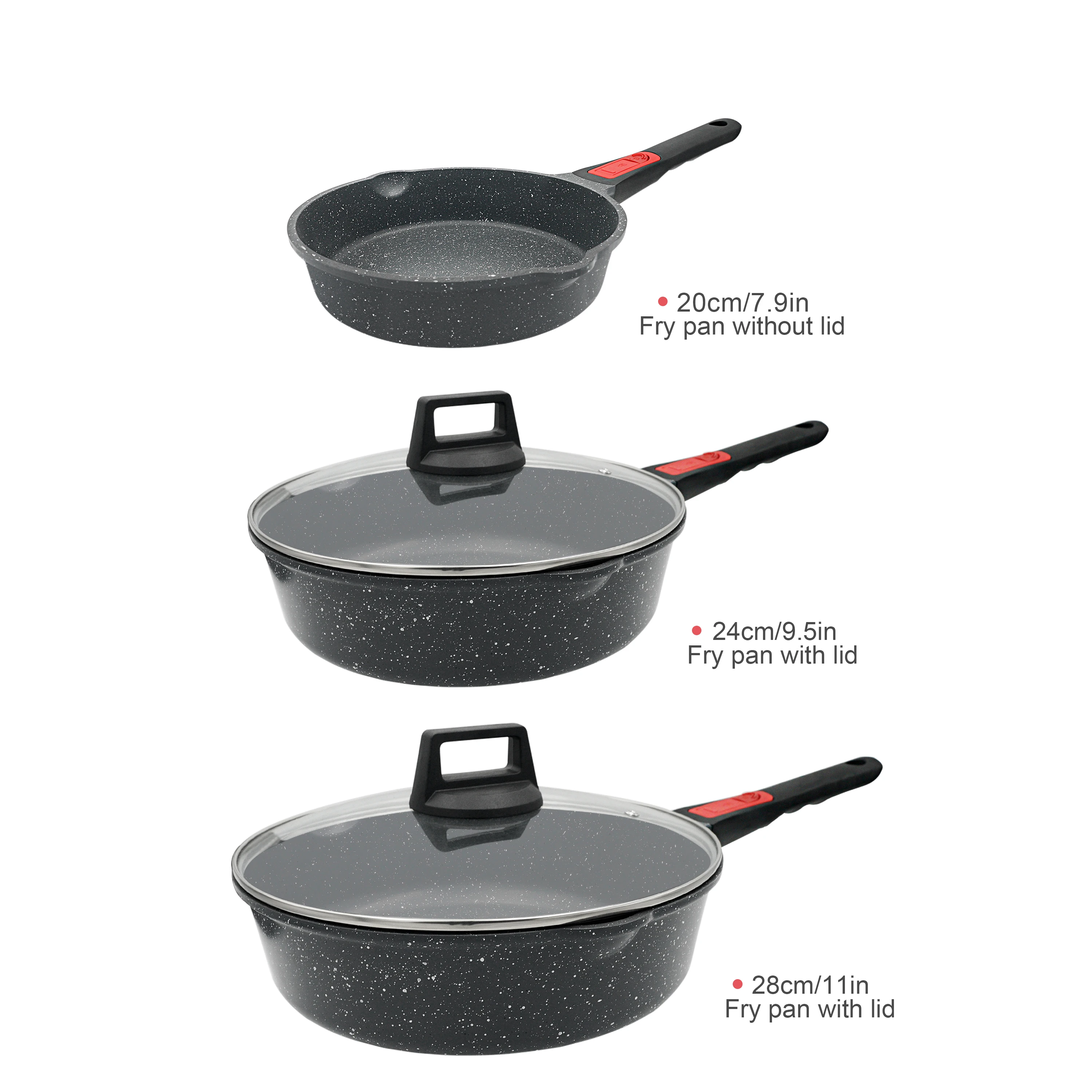 BOBIKUKE Removable Handle Non Stick Wok Pans Die Cast Aluminum